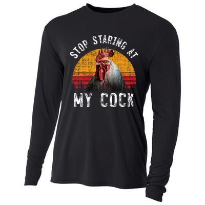 Chicken Rooster Stop Staring At My Cock Cooling Performance Long Sleeve Crew