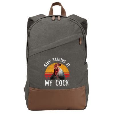 Chicken Rooster Stop Staring At My Cock Cotton Canvas Backpack