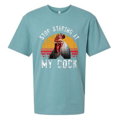 Chicken Rooster Stop Staring At My Cock Sueded Cloud Jersey T-Shirt