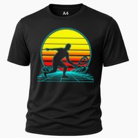 Cool Retro Sunset Vaporwave Racquetball Funny Cooling Performance Crew T-Shirt
