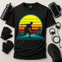 Cool Retro Sunset Vaporwave Racquetball Funny Cooling Performance Crew T-Shirt