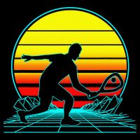 Cool Retro Sunset Vaporwave Racquetball Funny Cooling Performance Crew T-Shirt