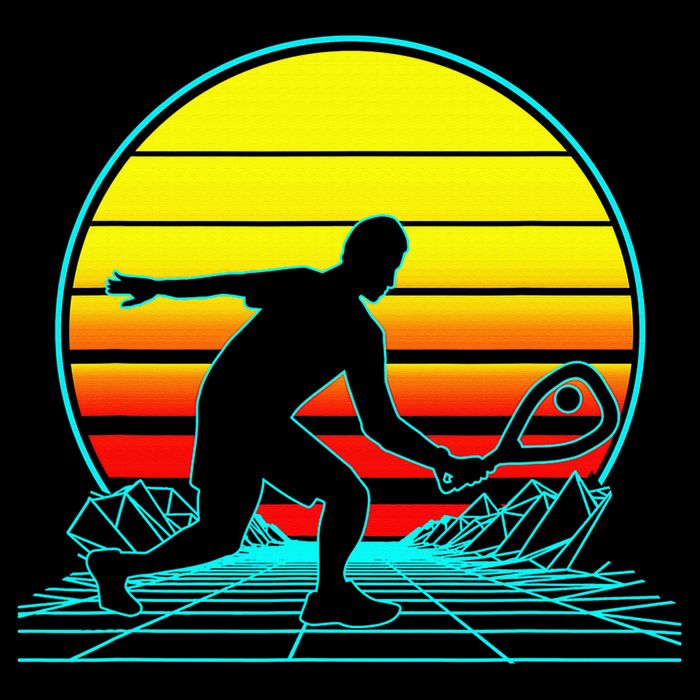 Cool Retro Sunset Vaporwave Racquetball Funny Cooling Performance Crew T-Shirt