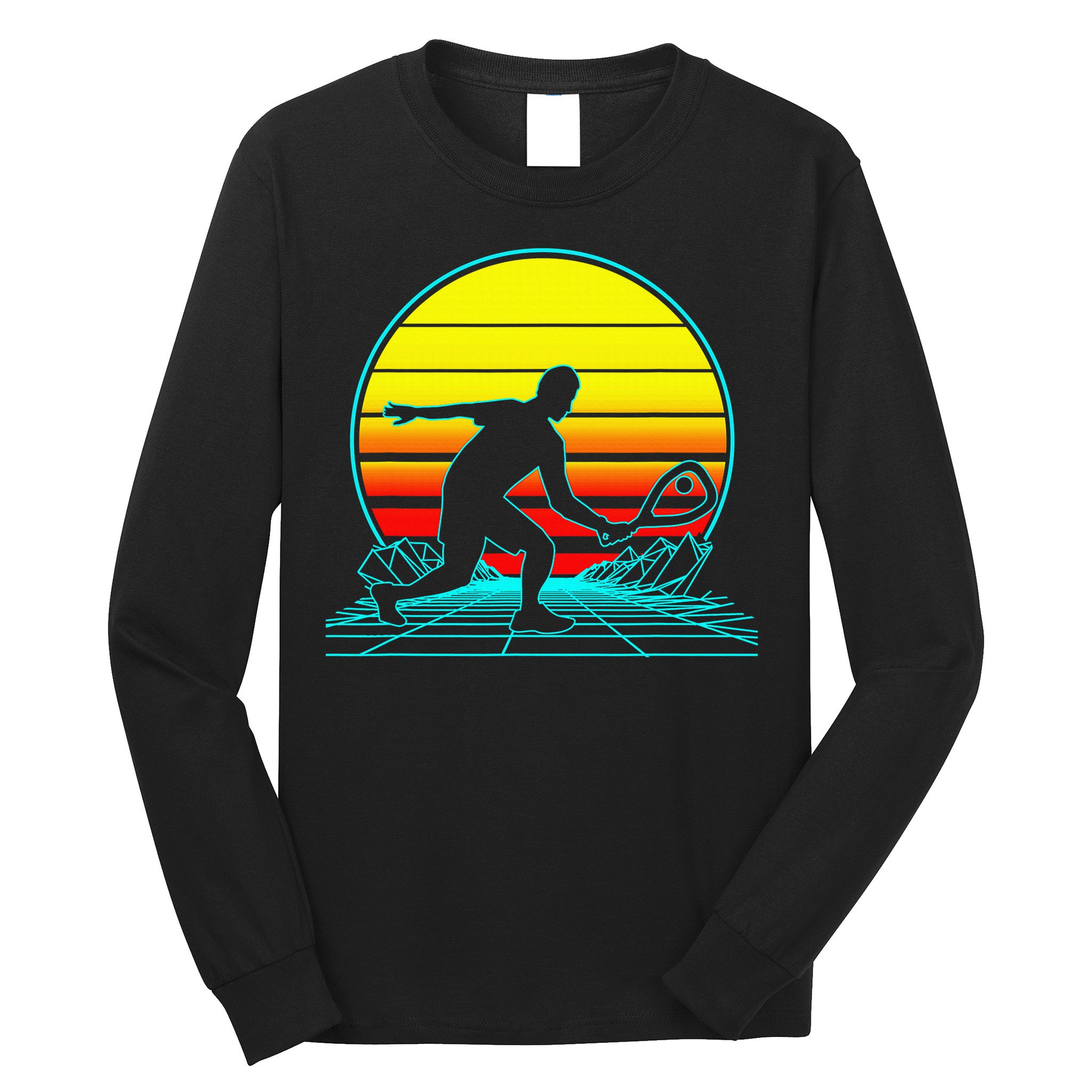 Cool Retro Sunset Vaporwave Racquetball Funny Long Sleeve Shirt