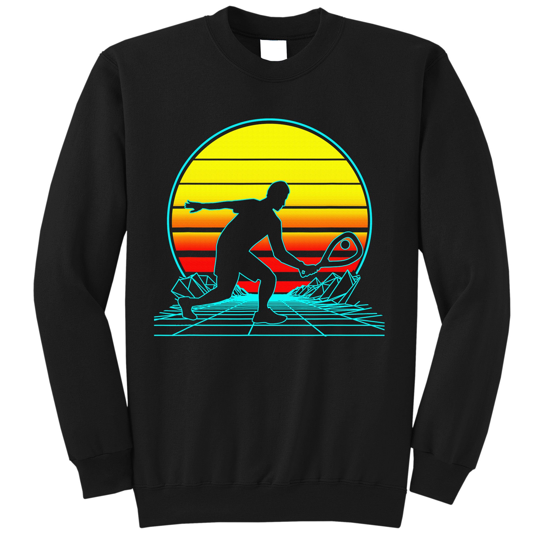 Cool Retro Sunset Vaporwave Racquetball Funny Sweatshirt