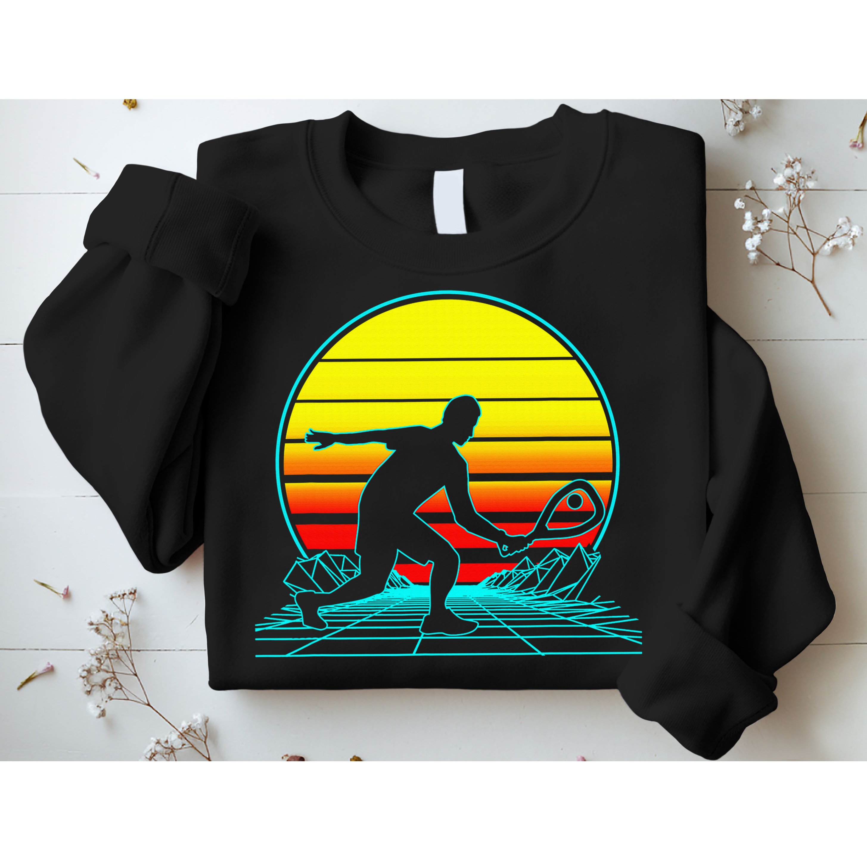 Cool Retro Sunset Vaporwave Racquetball Funny Sweatshirt