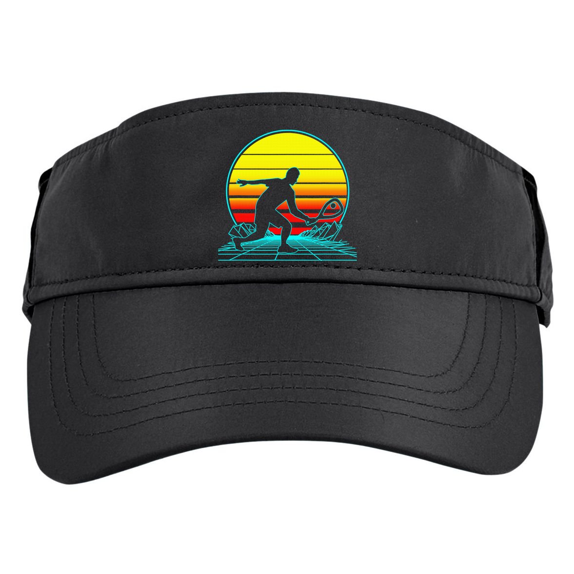 Cool Retro Sunset Vaporwave Racquetball Funny Adult Drive Performance Visor