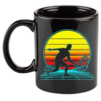 Cool Retro Sunset Vaporwave Racquetball Funny 11oz C Handle Ceramic Mug