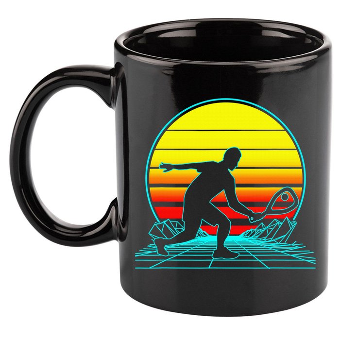 Cool Retro Sunset Vaporwave Racquetball Funny 11oz C Handle Ceramic Mug