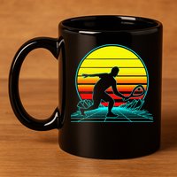 Cool Retro Sunset Vaporwave Racquetball Funny 11oz C Handle Ceramic Mug