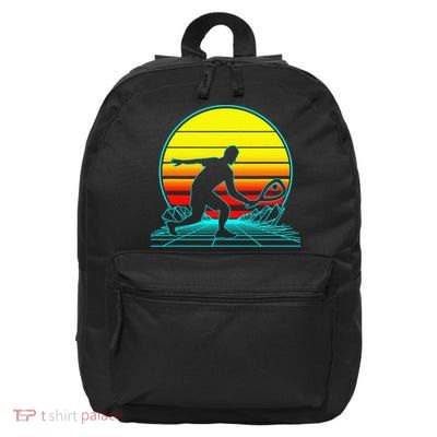 Cool Retro Sunset Vaporwave Racquetball Funny 16 in Basic Backpack