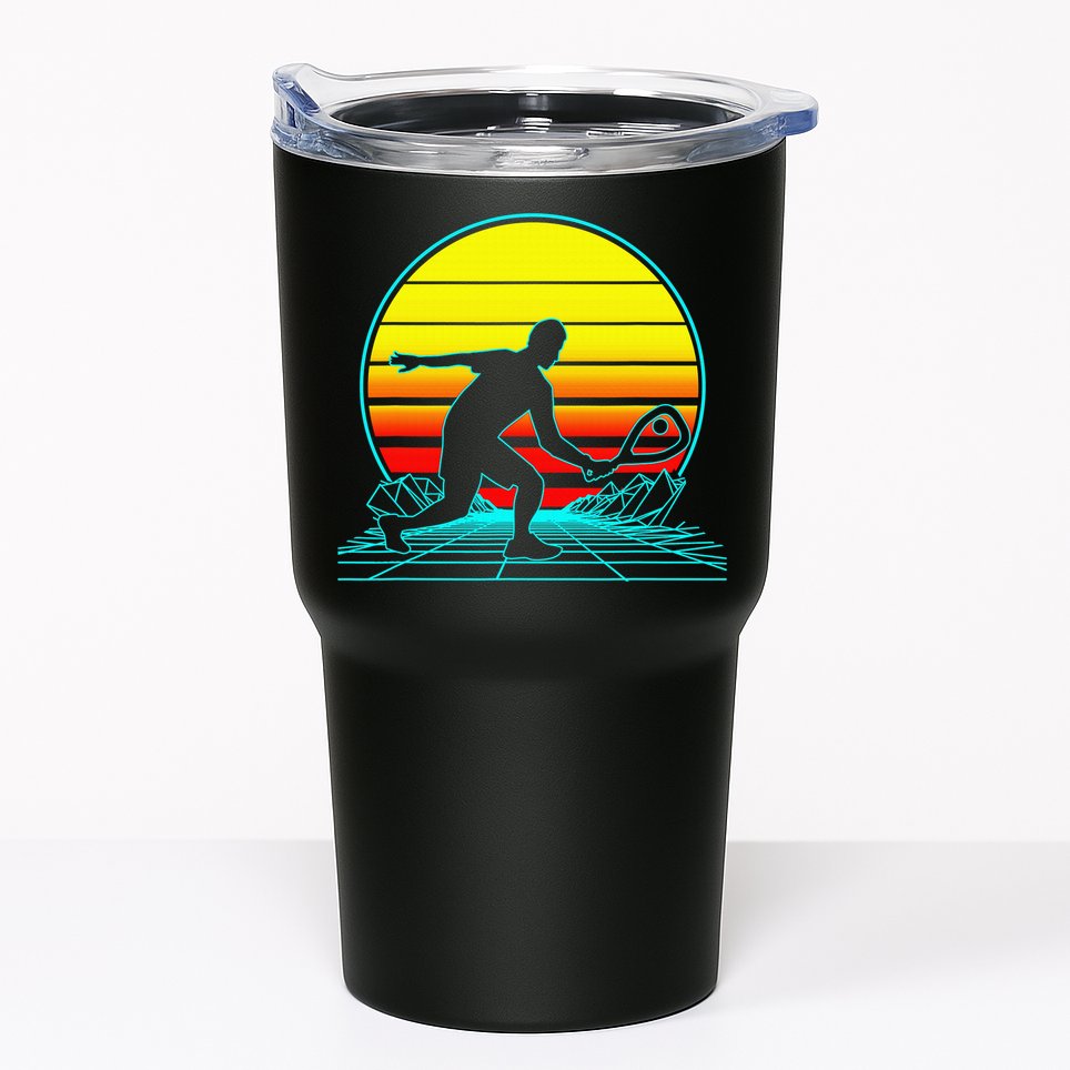 Cool Retro Sunset Vaporwave Racquetball Funny Tumbler