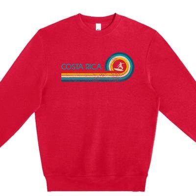 Costa Rica Surf Vintage Beach Surfer Surfing Gift Premium Crewneck Sweatshirt