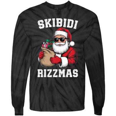 Christmas Rizz Santa Claus Funny Xmas Tie-Dye Long Sleeve Shirt