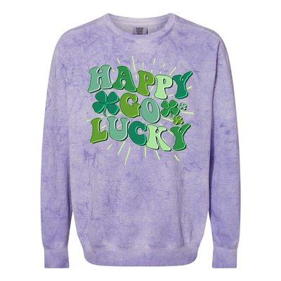 Cute Retro St Patrick's Day Happy Go Lucky Colorblast Crewneck Sweatshirt