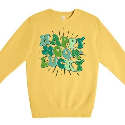 Cute Retro St Patrick's Day Happy Go Lucky Premium Crewneck Sweatshirt