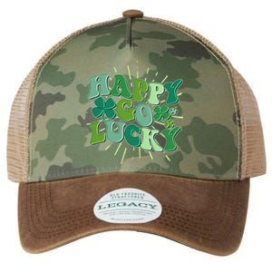 Cute Retro St Patrick's Day Happy Go Lucky Legacy Tie Dye Trucker Hat