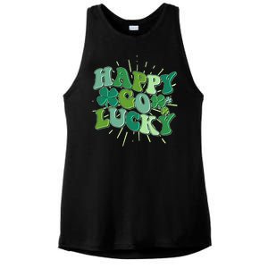 Cute Retro St Patrick's Day Happy Go Lucky Ladies PosiCharge Tri-Blend Wicking Tank