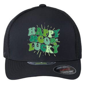 Cute Retro St Patrick's Day Happy Go Lucky Flexfit Unipanel Trucker Cap