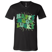 Cute Retro St Patrick's Day Happy Go Lucky V-Neck T-Shirt
