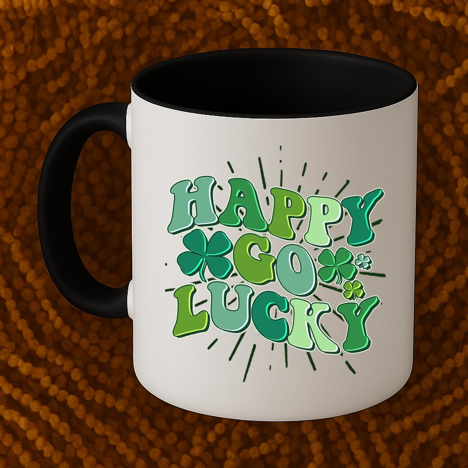 Cute Retro St Patrick's Day Happy Go Lucky Mug