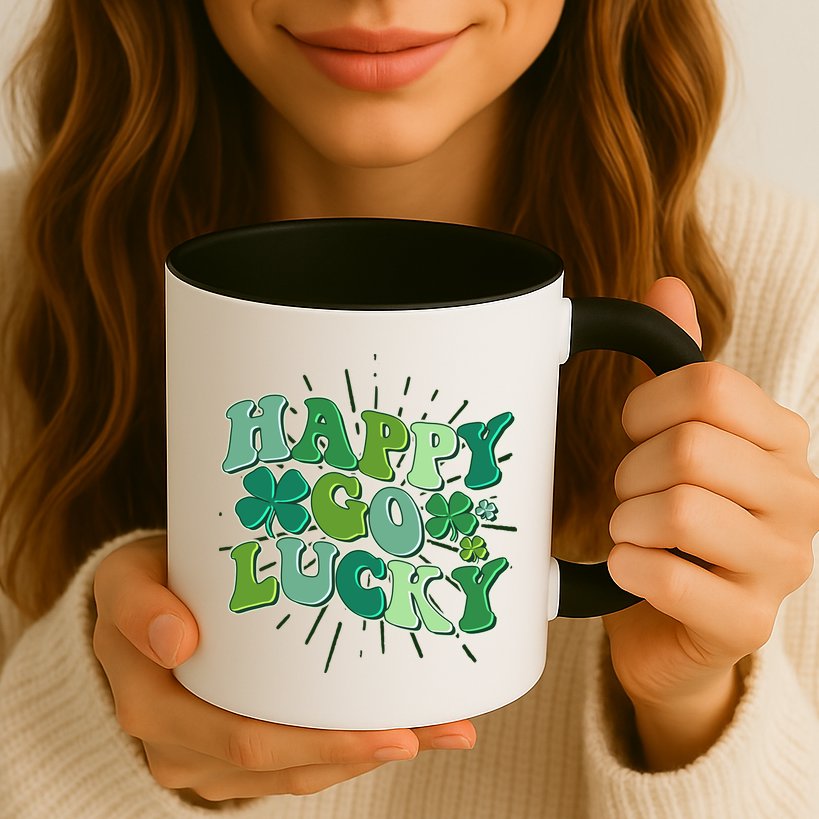 Cute Retro St Patrick's Day Happy Go Lucky Mug