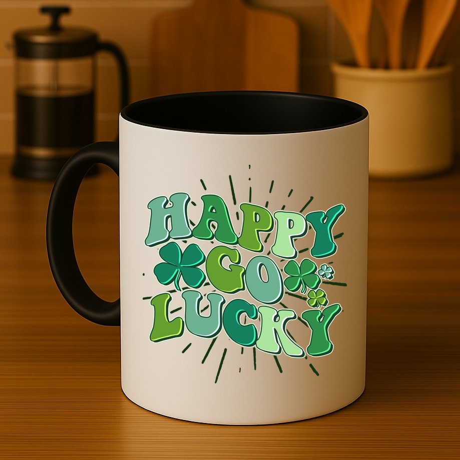 Cute Retro St Patrick's Day Happy Go Lucky Mug