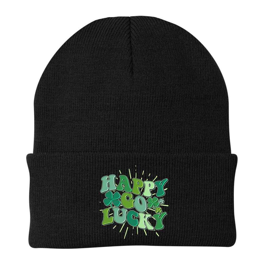 Cute Retro St Patrick's Day Happy Go Lucky Beanie