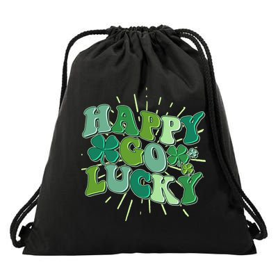 Cute Retro St Patrick's Day Happy Go Lucky Drawstring Bag