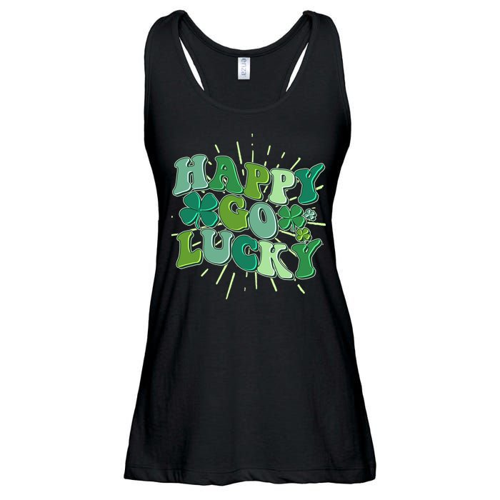 Cute Retro St Patrick's Day Happy Go Lucky Ladies Essential Flowy Tank