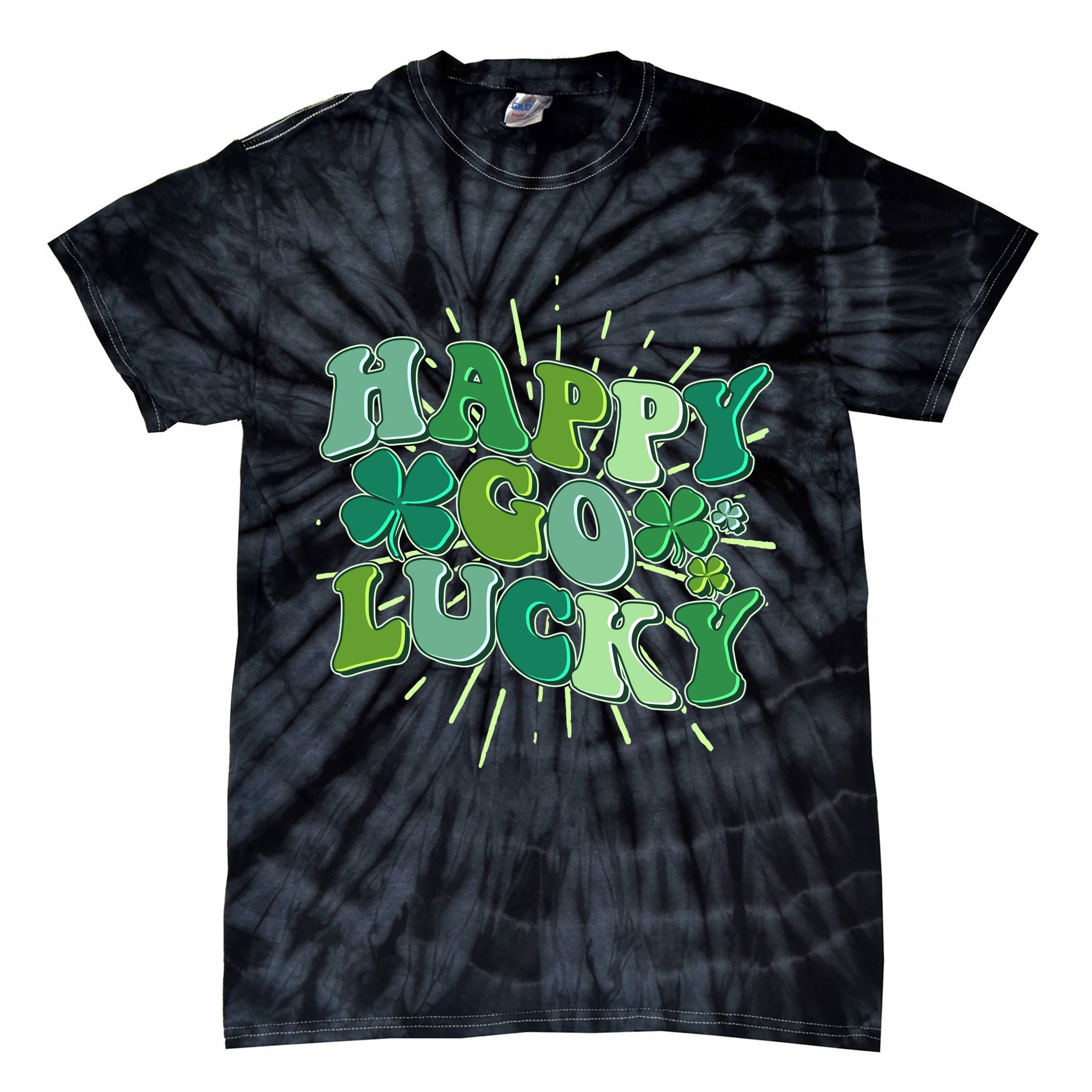 Cute Retro St Patrick's Day Happy Go Lucky Tie-Dye T-Shirt