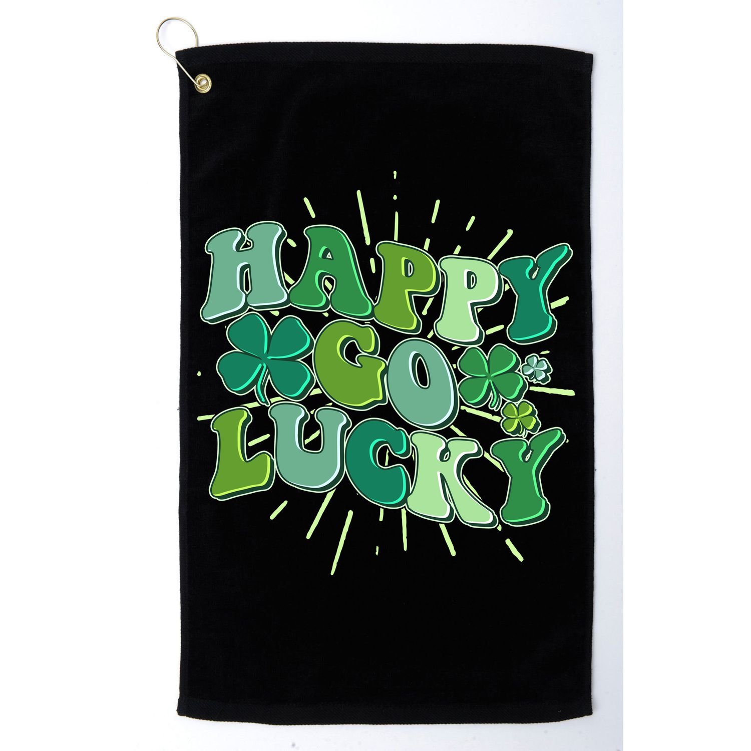 Cute Retro St Patrick's Day Happy Go Lucky Golf Towel