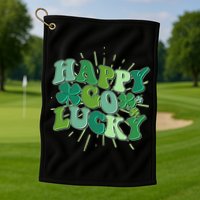 Cute Retro St Patrick's Day Happy Go Lucky Golf Towel