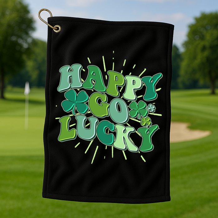 Cute Retro St Patrick's Day Happy Go Lucky Golf Towel