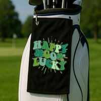 Cute Retro St Patrick's Day Happy Go Lucky Golf Towel