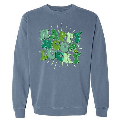 Cute Retro St Patrick's Day Happy Go Lucky Garment-Dyed Sweatshirt