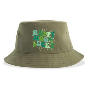 Cute Retro St Patrick's Day Happy Go Lucky Sustainable Bucket Hat