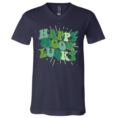 Cute Retro St Patrick's Day Happy Go Lucky V-Neck T-Shirt