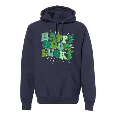 Cute Retro St Patrick's Day Happy Go Lucky Premium Hoodie