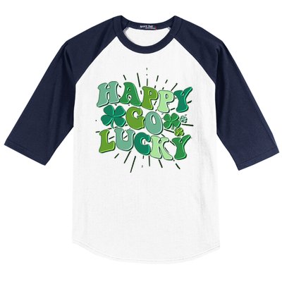 Cute Retro St Patrick's Day Happy Go Lucky Baseball Sleeve Shirt