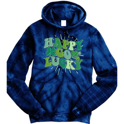 Cute Retro St Patrick's Day Happy Go Lucky Tie Dye Hoodie