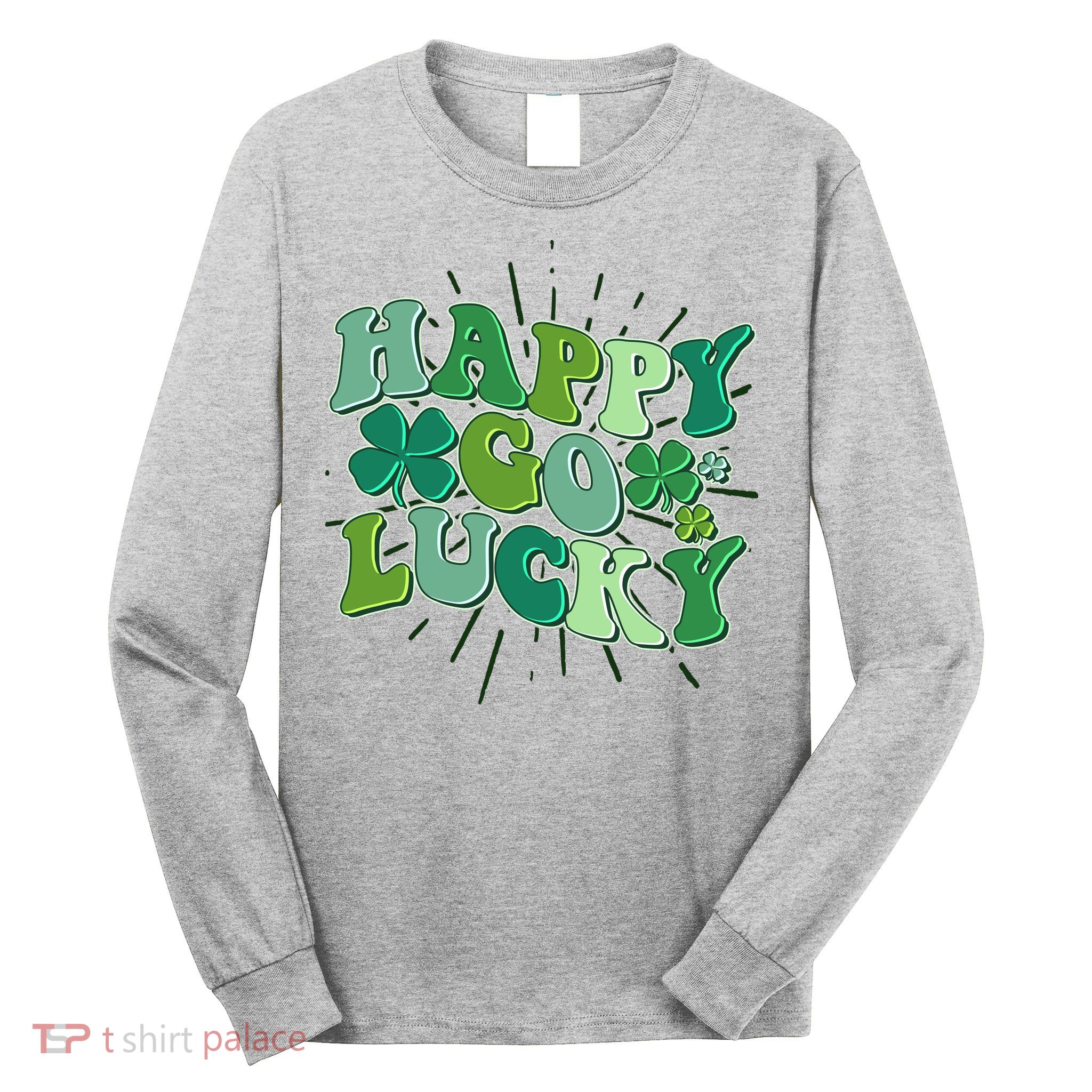 Cute Retro St Patrick's Day Happy Go Lucky Long Sleeve Shirt