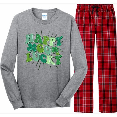 Cute Retro St Patrick's Day Happy Go Lucky Long Sleeve Pajama Set