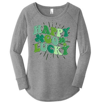 Cute Retro St Patrick's Day Happy Go Lucky Women's Perfect Tri Tunic Long Sleeve Shirt