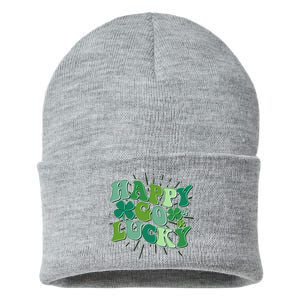 Cute Retro St Patrick's Day Happy Go Lucky Sustainable Knit Beanie