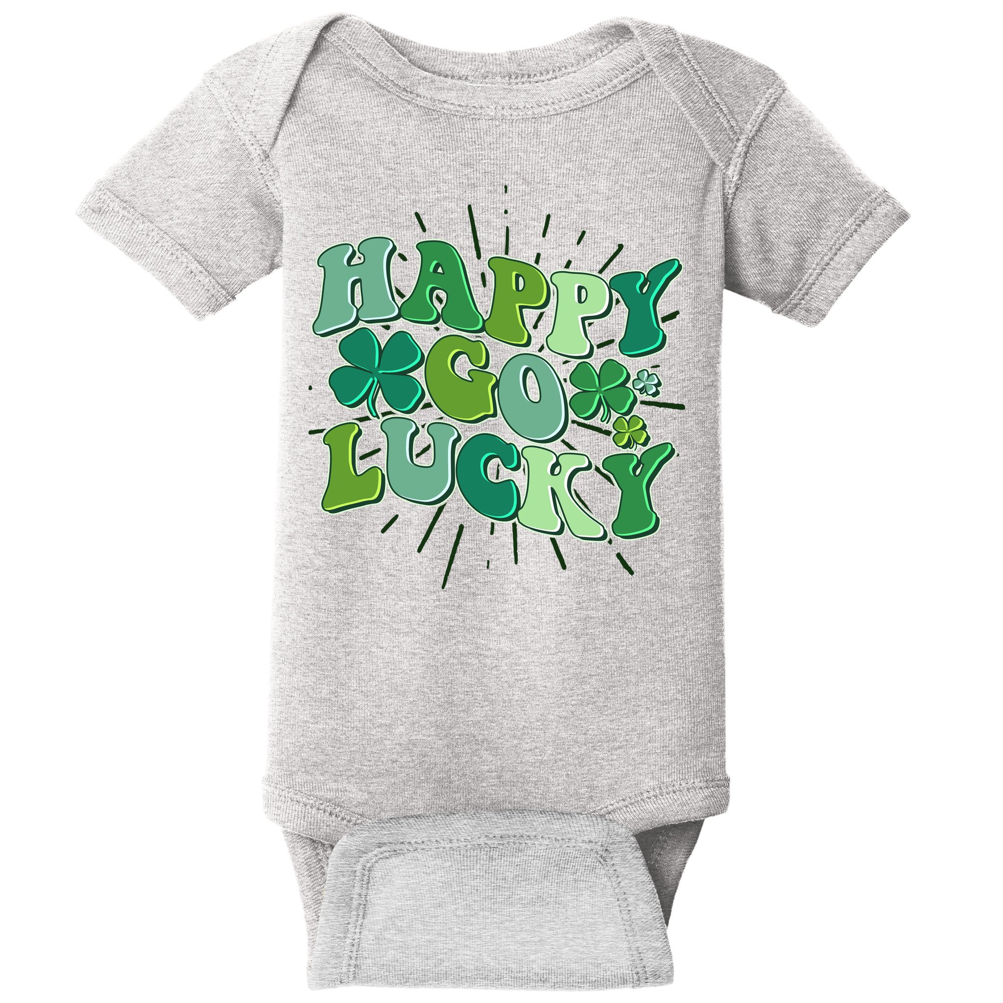 Cute Retro St Patrick's Day Happy Go Lucky Baby Bodysuit