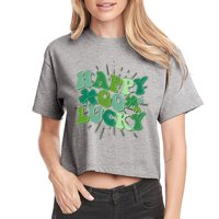 Cute Retro St Patrick's Day Happy Go Lucky Crop Top