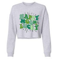 Cute Retro St Patrick's Day Happy Go Lucky Cropped Pullover Crew