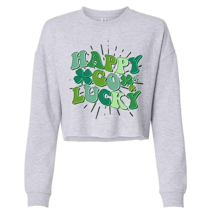 Cute Retro St Patrick's Day Happy Go Lucky Cropped Pullover Crew