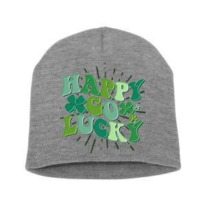 Cute Retro St Patrick's Day Happy Go Lucky Short Acrylic Beanie